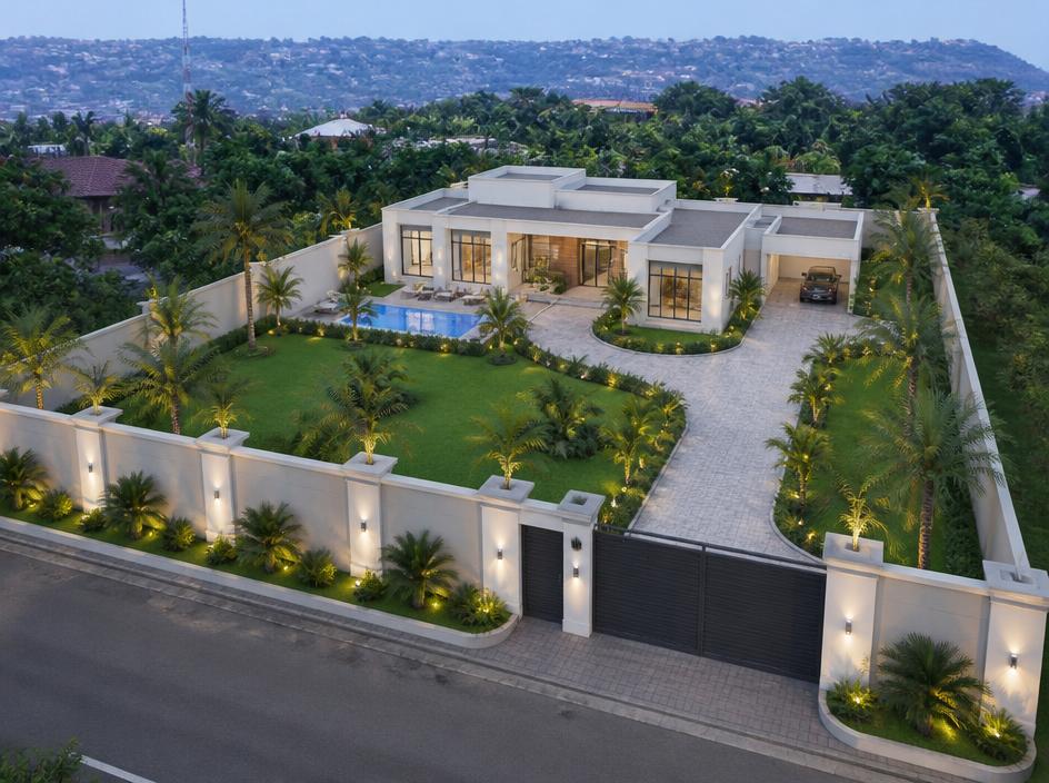 Luxury villa plot in Gombe district with perimeter wall